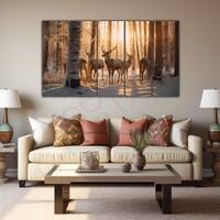 The Castle Decor Beautiful Deer Wall Art Framed Painting 27x48 Inch (Style 1)