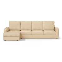 Apollo Compact Sofa (Colour : Pearl, Cushion : Soft, Back Type : High Back, Seating Capacity : Left Aligned 3 Seater + Left Aligned Chaise + Ottoman)
