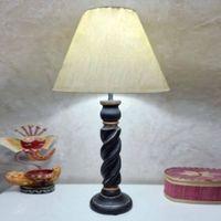 Aurelio Black & Gold Handmade Wooden Table in Rope design with a Cotton Beige shade
