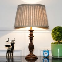Lorette hand crafted Solid wood walnut finish table lamp With Natural Linen Shade