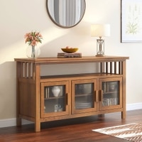 Rhodes 3 Door Solid Wood Sideboard in Amber Walnut Finish