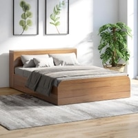 Vienta Engineered Wood Queen  Size Bed With Box Storage (Brentwood Oak Brown Finish)