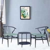 Sigma Wishbone Table Set with 1 Table and 2 Chairs Gun Metal In Grey