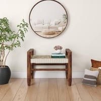 Fijara Solid Wood 1 Seater Bench In Teak Finish