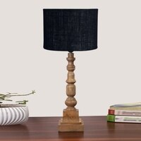 Devansh Black  Jute   Table Lamp With  Wood Natural Base (7X7X21.25 Inches)-17