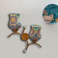 Devansh Metal Electric Wall Light in Gold Colour with Multi Shade Count of 2 Lights