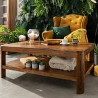 Grewa Solid Sheesham Wood Coffee Table In Provincial Teak Finish