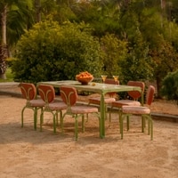 Dastoori Ceramic Tile Outdoor Dining Table in Beige Colour