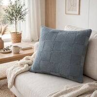 Nora Monument Grey Cotton Knitted Decorative Cushion Cover 16 x 16 Inches