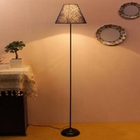 Lotus Blue Natural Fiber Floor Lamp with Black Iron Base
