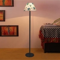 Jedidiah Multicolour Fabric Shade Floor Lamp with Black Iron Base
