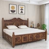 Royal Solid Sheesham Wood  King Size Hydrolic Storage  Bed In Provincial Teak Finish