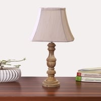 Devansh Off-White Cotton Vintage  Lamp With Wood Base (12X8X20.75)