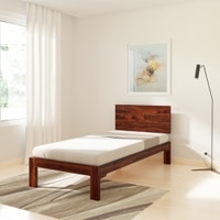 Triplet Solid Wood Single Size Non Storage Bed In Honey Oak Finish