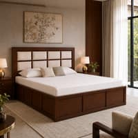 Eshaan Solid Wood Compact King Bed Box Storage Provincial Teak Finish Mattress 72 x 72 Inches