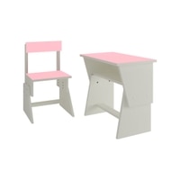 Utopia Extendable Toddler Study Desk and Chair Set in English Pink Colour