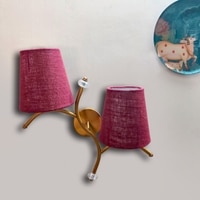 Devansh Metal Electric Wall Light in Gold Colour with Maroon Shade Count of 2 Lights