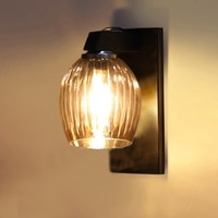 Devansh Solid Wood Electric Wall Light in Brown Colour with Lavender Shade Count of 1 Light