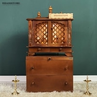 D'Dass Multi Color Mdf and Sheesham Wooden Temple With Cabinet For Pooja