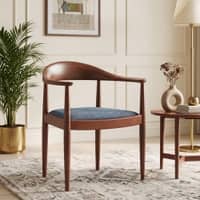 Dara Solid Wood Dining Chair in Honey Finish & Ocean Weave Colour