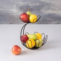 Cache Tiered Floral Wire Basket Black