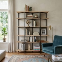 Scandinavian Merton Bookcase Sand Black Finish