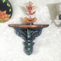 Multishade Colour Solid Wood Handcarved Aarambh Floating Wall Shelf with distres finish by DisooFashions