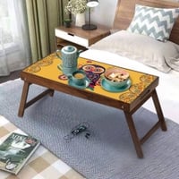 Nocturnal Nook Solid Wood Breakfast Table/Tray In Multicolour