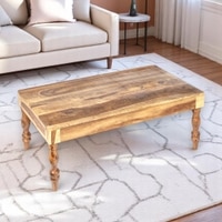 Hudson Sheesham Wood Coffee Table In Natural Rustic Wood Finish