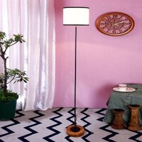 Emme Multicolour Cotton Shade Floor Lamp