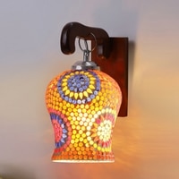 Devansh Solid Wood Electric Wall Light in Brown Colour with Multi Shade Count of 1 Light