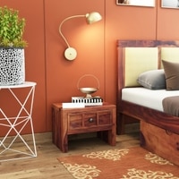 Tiana Solid Wood Bedside Table in Teak Finish