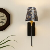 Devansh Metal Electric Wall Light in Black Colour with Black Shade Count of 1 Light