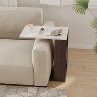 Ender Multipurpose Sofa Side End Table with Side Magazine Holder & Paper Organizer for Living Room Home Hall Furniture (Wenge & White)