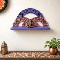 Multishade Colour Solid Wood Handcarved Kamala Floating Wall Shelf with distres finish by DisooFashions