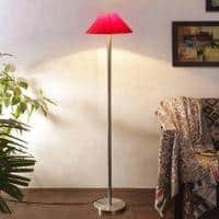 Cedar Red Fabric Floor Lamp with Steel Steel Base