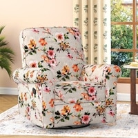 Diaz Rocker Swivel Recliner in Peach Floral Velvet Colour