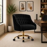 Doe Buck Clemence Modern Black Tufted Velvet Office Chair