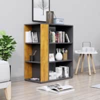 Hexa Engineered Wood Bookshelf Multipurpose Storage Rack in Slate Grey and Giant Wood Colour