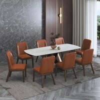 Aeris Ceramic 6 to 8 Seater Extendable Dining Table With Anderson Dining Chair