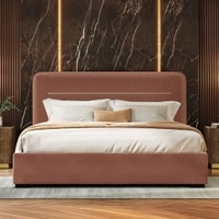 Milan Engineered Wood Queen Size Bed with Hydraulic Storage in Mocha Mouse Velvet Colour