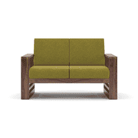 Parson 2 Seater Wooden Sofa In Teak Finish (Green Olivia)