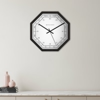 Octagon Wooden Wall Clock with Worded Hour Dial