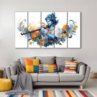 The Castle Decor Krishna Ji Wall Painting Wooden Framed 27x48 Inch (Style 20)