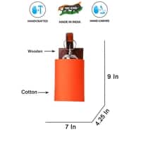 Devansh Solid Wood Electric Wall Light in Brown Colour with Orange Shade Count of 1 Light
