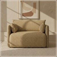 Cozychic Wood 1 Seater With Upholstery Non Storage Sofa In Yellow Colour