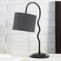 Grey Jute Zig Zag Curvy table lamp with Iron Base (SP42)