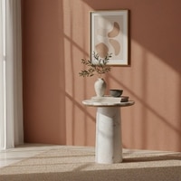 Mallow Marble Side Table in Beige Colour