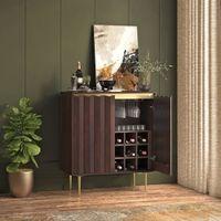 Keoni Solid Wood Free Standing Bar Cabinet in Claret Mahogany Finish