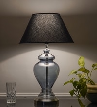 Syracuse Blue Glass Table Lamp With Black Cotton Shade
